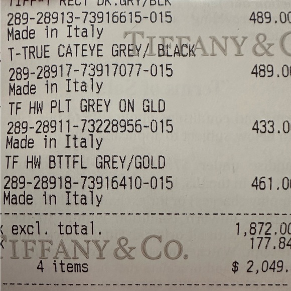 Tiffany & Co. 
Brand new pair
Dark gray with gold details - Picture 6 of 6